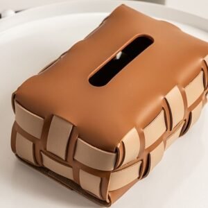 New light luxury tissue box ornaments home living room coffee table tissue box high-end woven leather tissue box high-end
